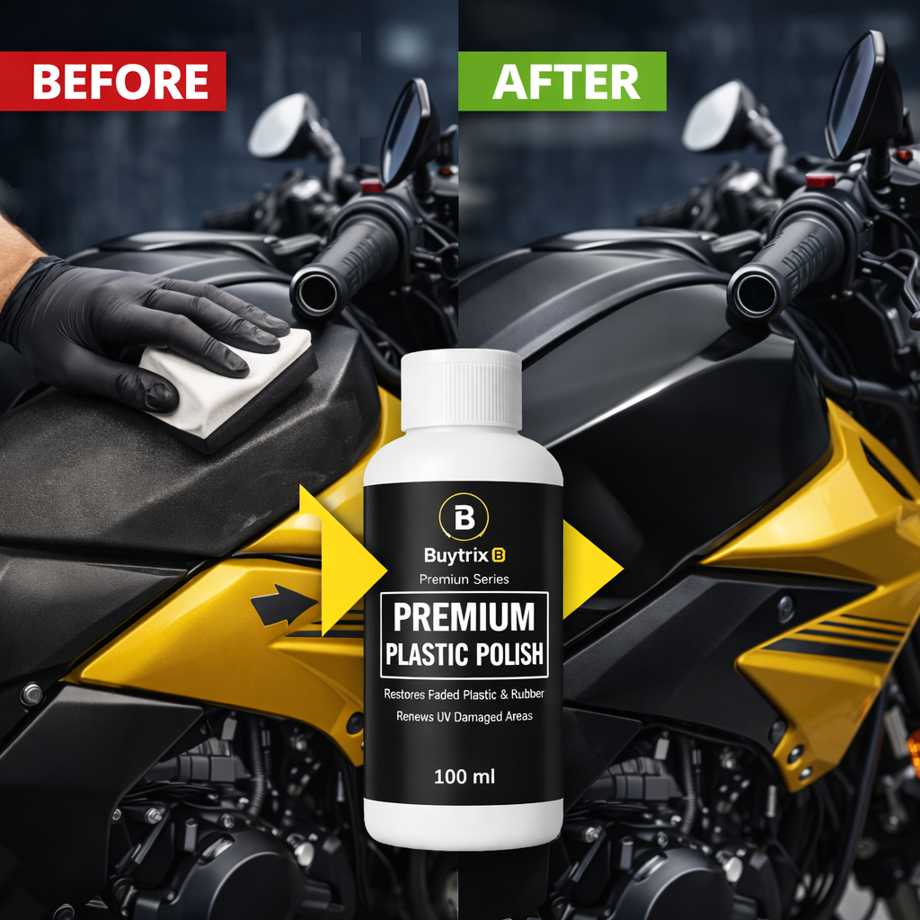 Buytrix™ Plastic Parts Refurbish Agent + FREE Car & Bike Shampoo | Restores Faded Plastic, Long-Lasting Shine