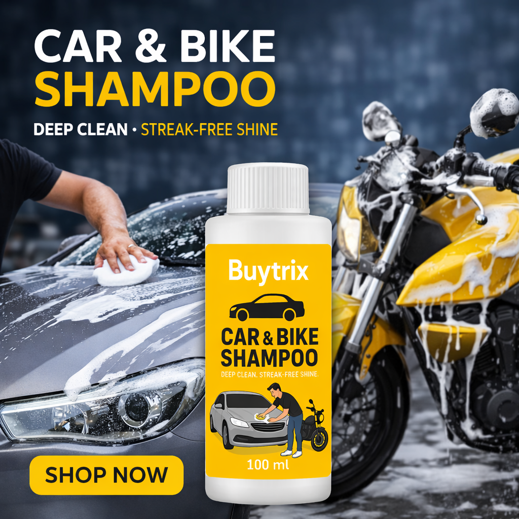 Buytrix™ Plastic Parts Refurbish Agent + FREE Car & Bike Shampoo | Restores Faded Plastic, Long-Lasting Shine